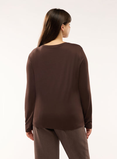 T-shirt manica lunga girocollo a tinta unita