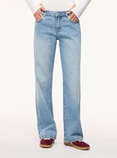 Jeans wide leg a vita bassa