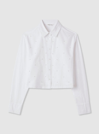 Camicia crop con perle