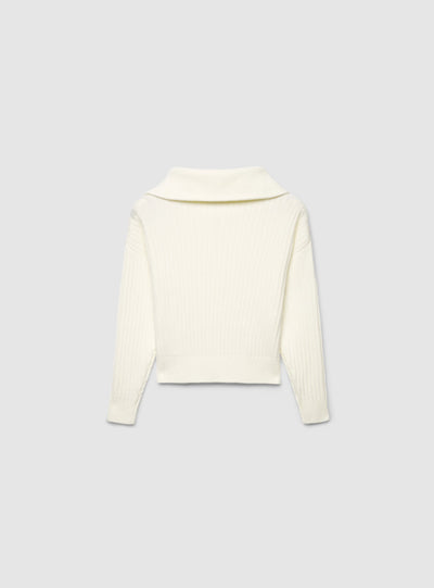 Maglia a coste con zip al collo