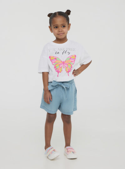 Shorts chambray chiari con fusciacca
