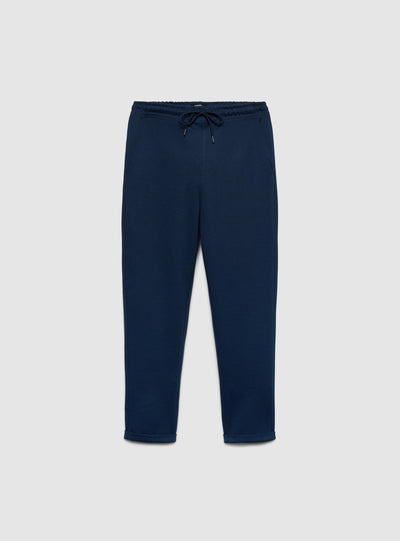 Pantaloni tuta lunghi in piquet con risvolto
