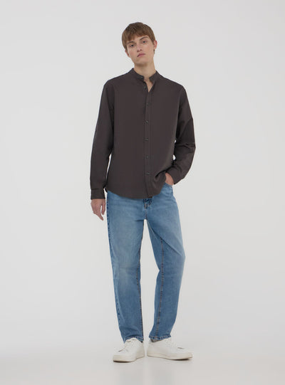 Camicia coreana in misto lino