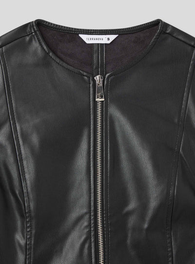 Biker jacket with leather effect