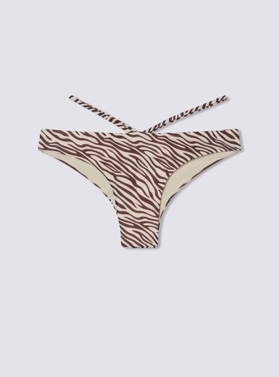 Slip bikini brasiliana zebrata con stringhe