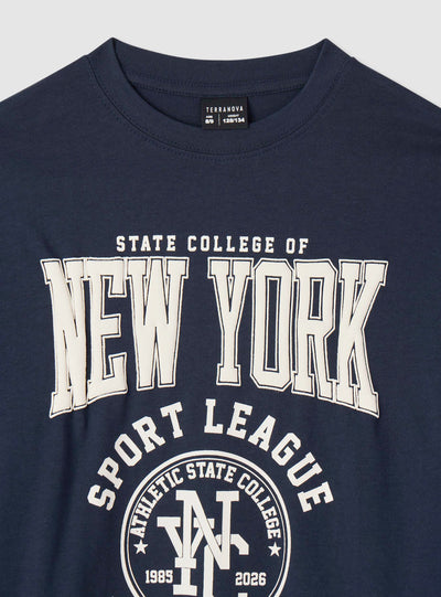 T-shirt manica lunga con stampa college