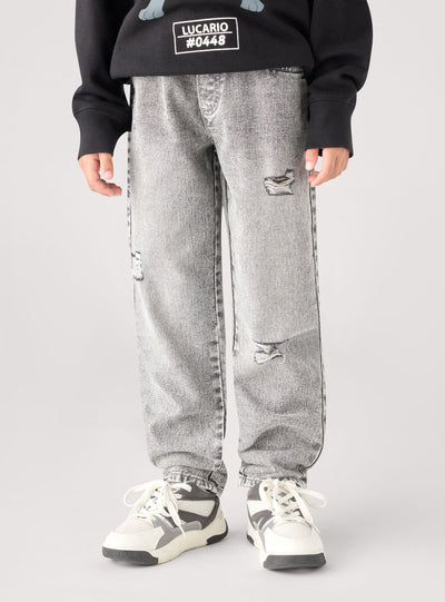 Children's jogger jeans with rips and drawstring