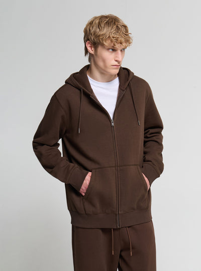 Felpa con cappuccio e zip a tinta unita