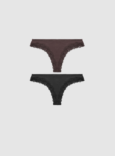 Pack 2 slip brasiliana con bordo in pizzo