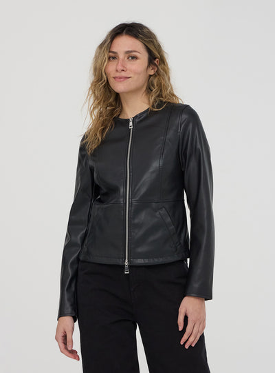 Biker jacket with leather effect