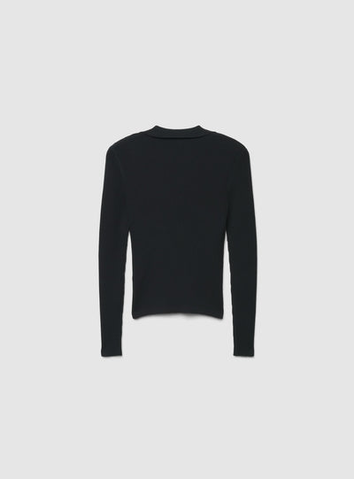 Maglia a coste con collo polo