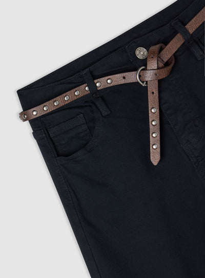 Wide-leg trousers in soft fabric with belt