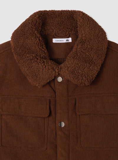 Giubbino in velluto a coste con colletto effetto shearling