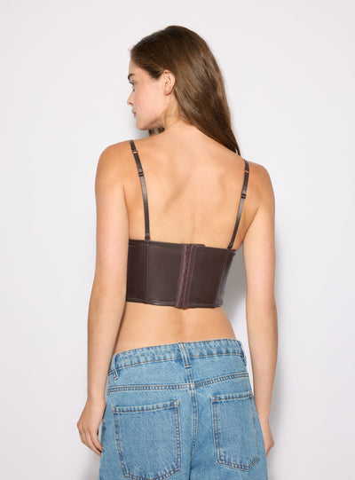 Corsetto in similpelle dettagli pizzo