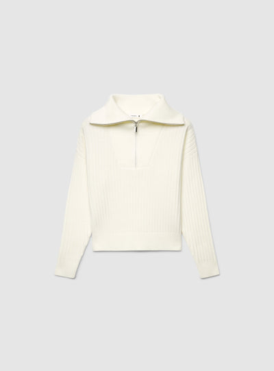 Maglia a coste con zip al collo