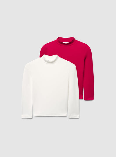 Pack 2 T-shirt a maniche lunghe con collo lupetto