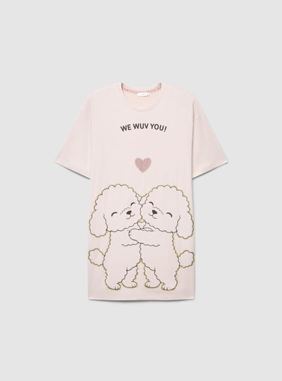T-shirt pigiama con maxi stampa animaletti