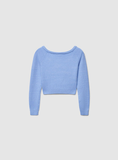 Maglia crop con scollo a V e spalle scoperte