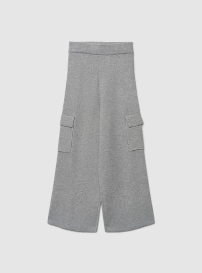 Pantaloni wide leg cargo in maglia