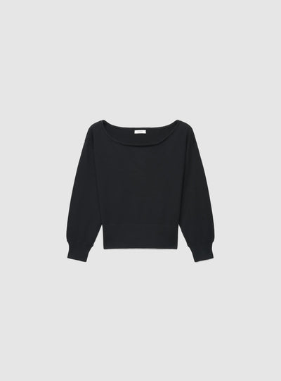 Maglia con spalle scoperte asimmetrica a tinta unita