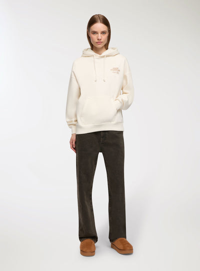 Hooded sweatshirt with sherpa and print