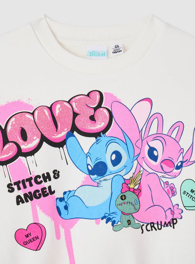 Felpa crop con stampa Stitch® e Angel®