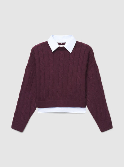 Maglia con trecce e collo camicia