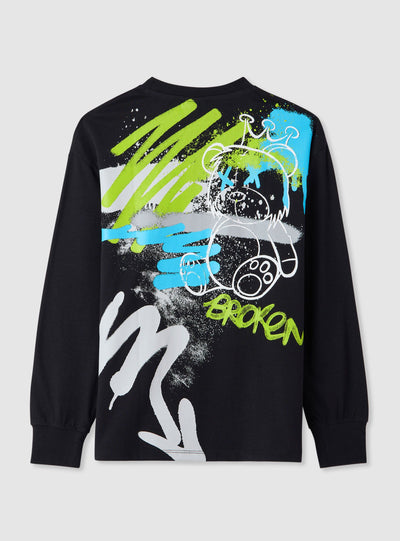 T-shirt a maniche lunghe con stampa graffiti