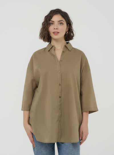 Maxi shirt with three-quarter sleeves