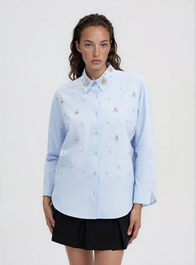Camicia ampia con applicazioni strass