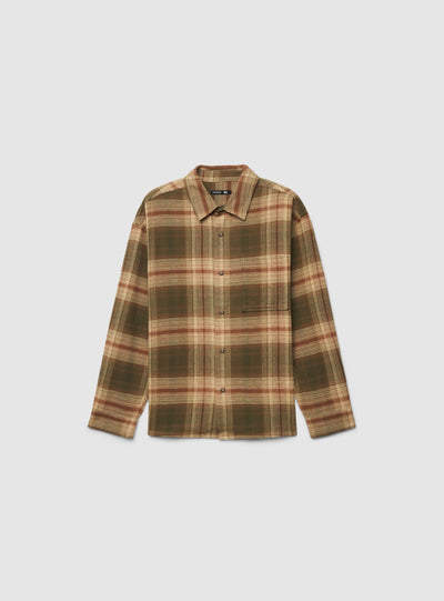 Camicia manica lunga a quadri con taschino
