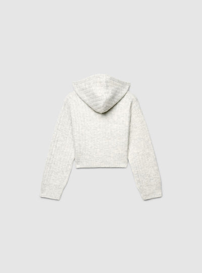 Cardigan crop con cappuccio e zip