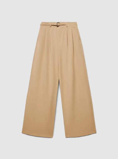 Pantaloni wide leg con coulisse e fibbia