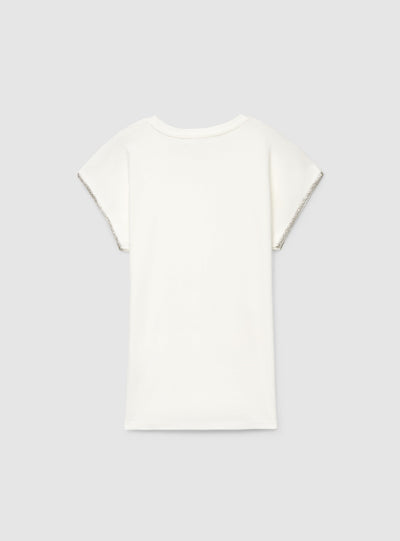 T-shirt con profili maniche strass