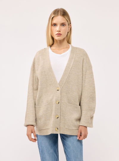Cardigan con scollo a V e tasche applicate