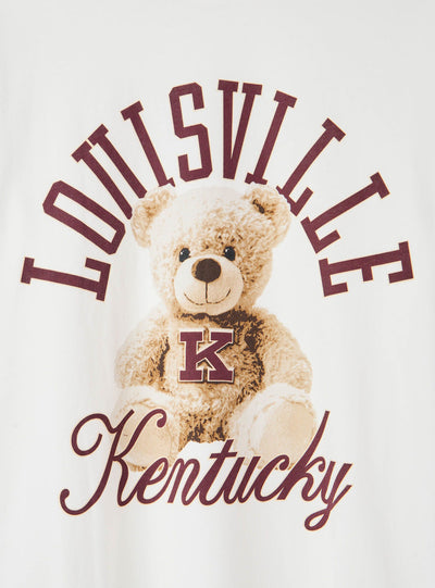 T-shirt ampia con stampa orsetto college