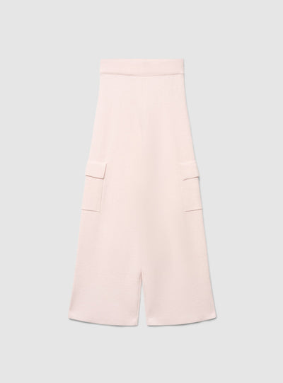 Pantaloni wide leg cargo in maglia