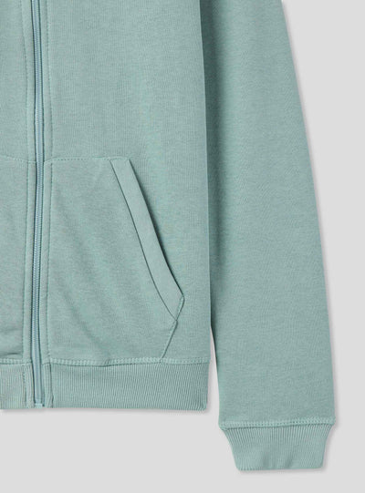Felpa leggera tinta unita con cappuccio, coulisse e zip