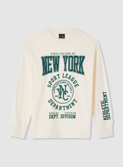 T-shirt manica lunga con stampa college