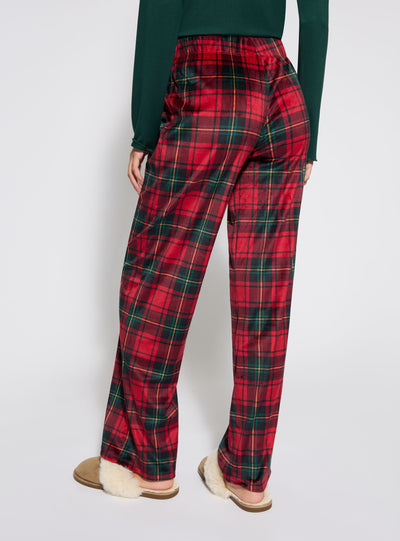 Karierte Wide-Leg-Pyjama-Hose