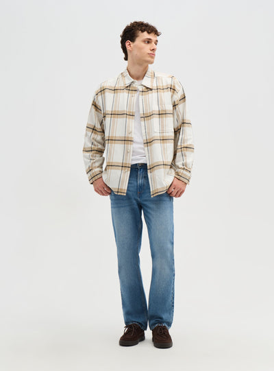 Camicia manica lunga a quadri con taschino