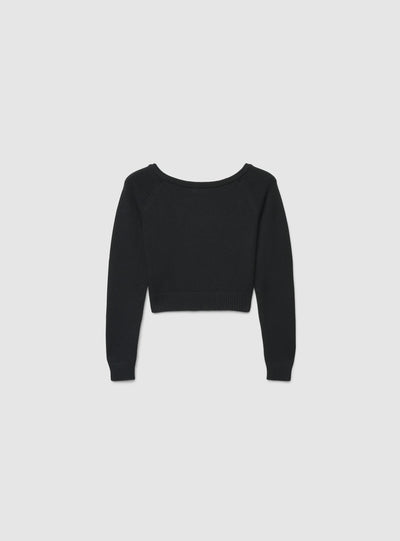 Maglia crop con scollo a V e spalle scoperte