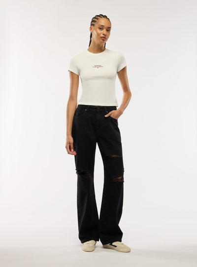 Jeans wide leg con strappi