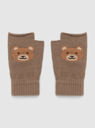 Fingerlose Handschuhe mit Bärenmuster