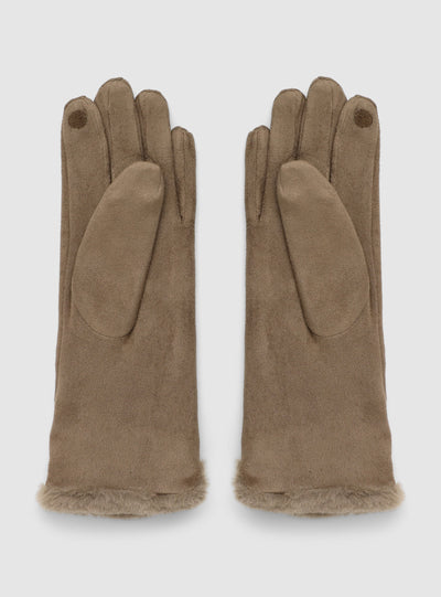 Long solid-colour gloves with shearling effect
