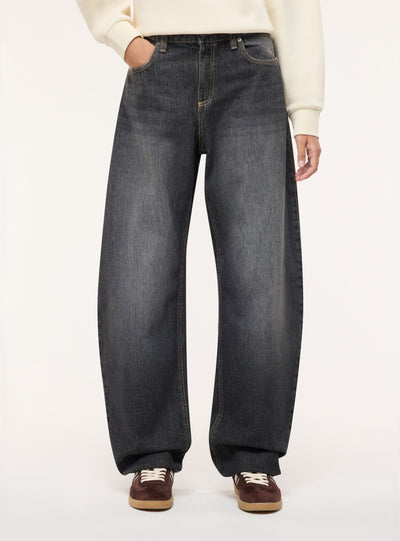 Jeans balloon a tinta unita