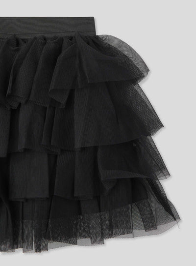 Plain-coloured tiered tulle skirt