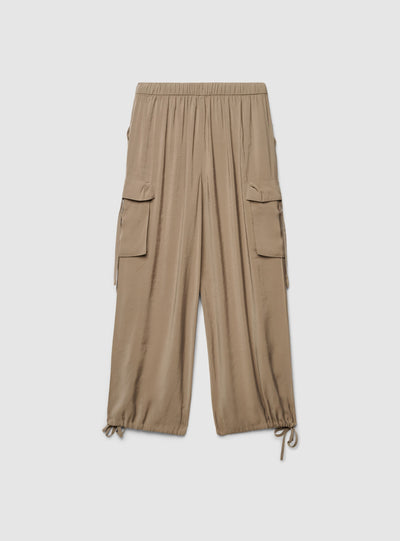Pantaloni wide leg cargo con coulisse