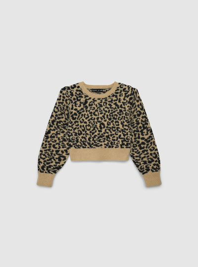 Maglia crop bambina animalier effetto pelo