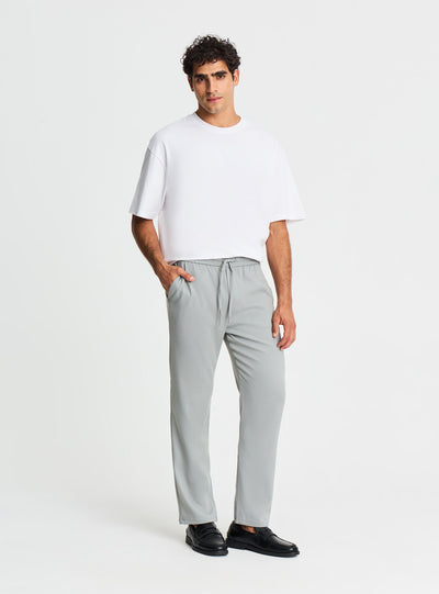 Pantaloni straight tinta unita con coulisse